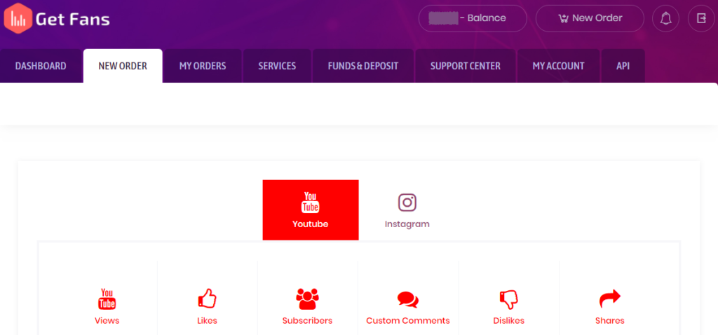 GetFans.io Review: This is a the GetFans.io account dashboard