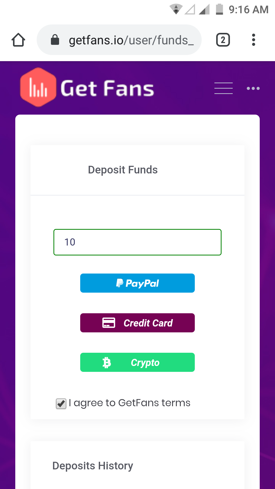Adding Funds To My GetFans.io Account