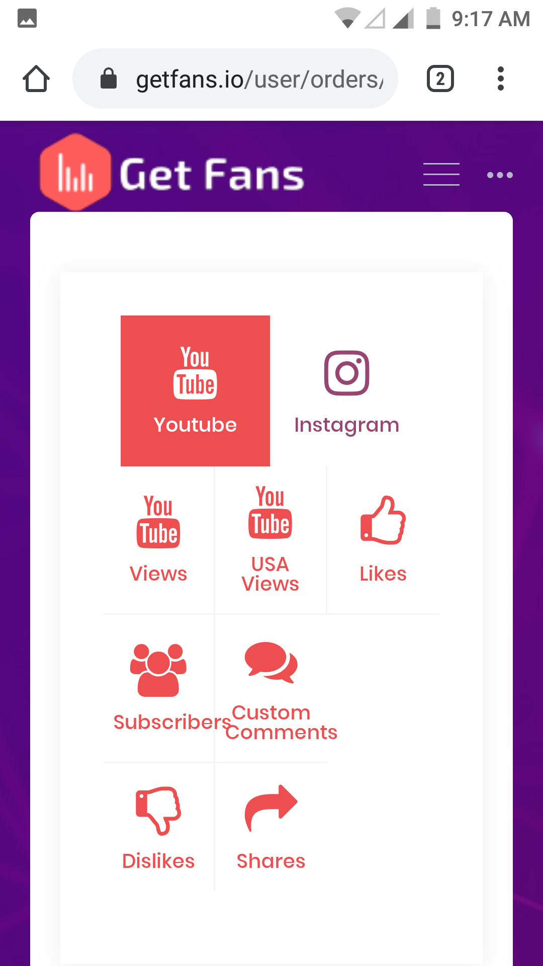 All YouTube Services on GetFans.io