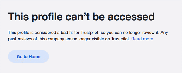 Social Boosting TrustPilot page is banned