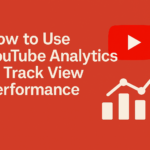 Graphic showing YouTube Analytics dashboard with charts and view metrics, titled 'How to Use YouTube Analytics to Track View Performance