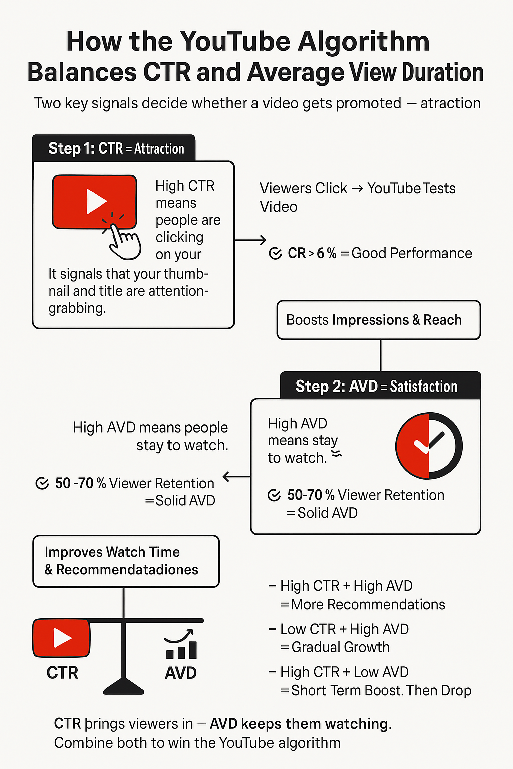 How CTR and AVD work together to influence YouTube’s ranking algorithm Infographic